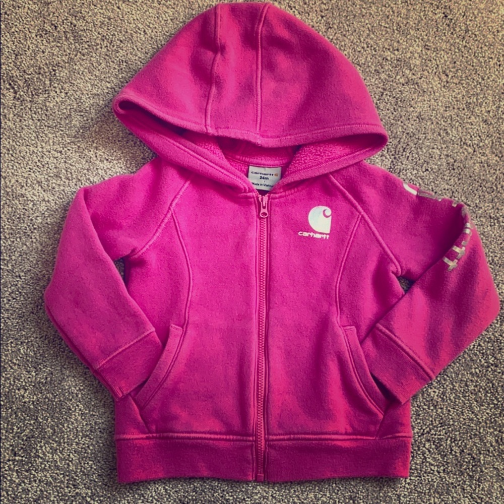 Pink Carhartt Zip Hoodie with Silver Details